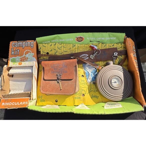 Vintage 1960s Toy Industrial Safety Belt Corp Junior Camping Kit Some Rust